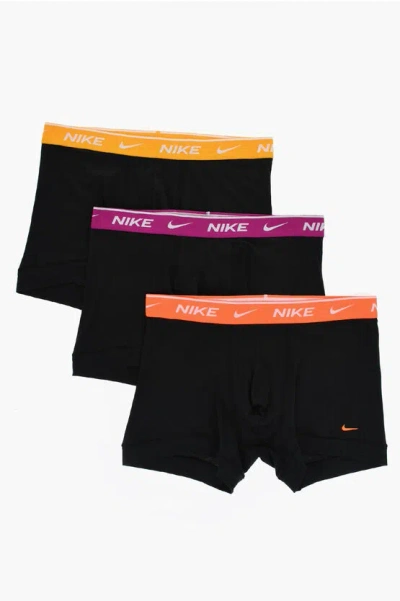 Nike Set 3 Pairs Of Stretch Cotton Boxers With Logoed Elastic Ban In Black