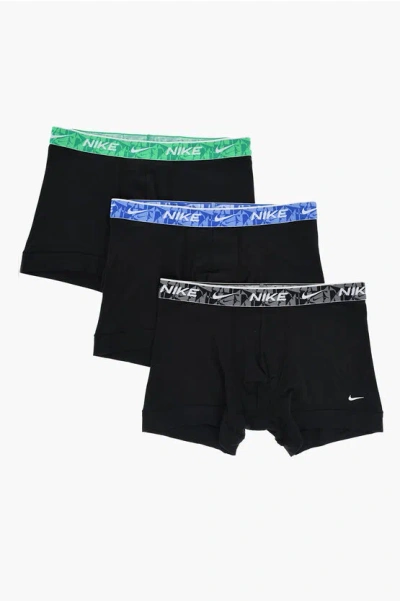 Nike Set 3 Pairs Of Stretch Cotton Boxers With Logoed Elastic Ban In Black