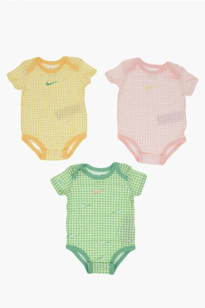 Nike Set Of 3 Checked Crewneck Bodysuit In Multi