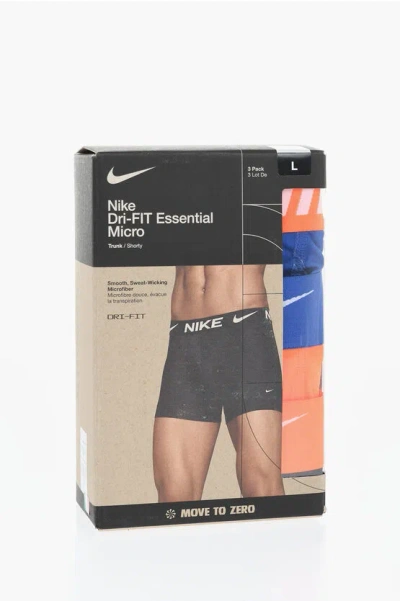 Nike Set Of 3 Dri-fit Boxer With Logoed Elastic Band In Gray