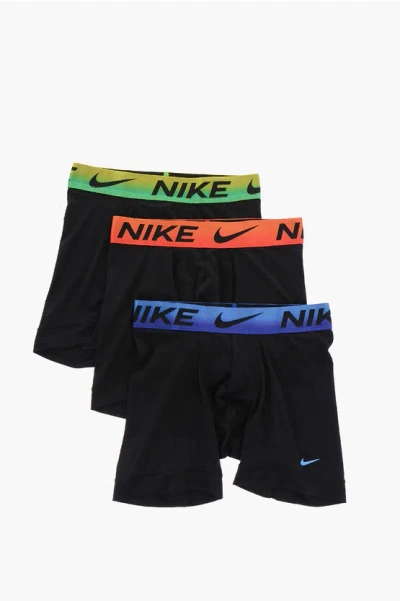 Nike Set Of 3 Dri-fit Boxer With Logoed Elastic Band In Black