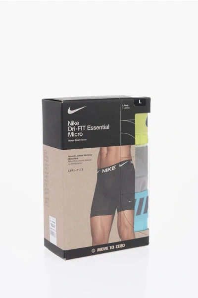 Nike Set Of 3 Dri-fit Boxer With Logoed Elastic Band In Black