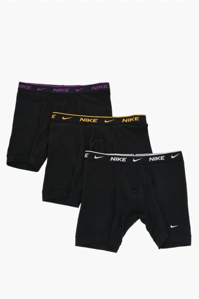 Nike Set Of 3 Solid Color Boxer With Contrasting Logo In Black