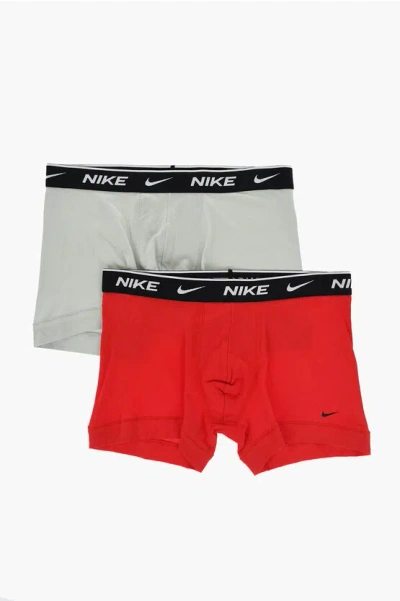 Nike Set Of 3 Stretch Cotton Boxer With Contrasting Logo In Red