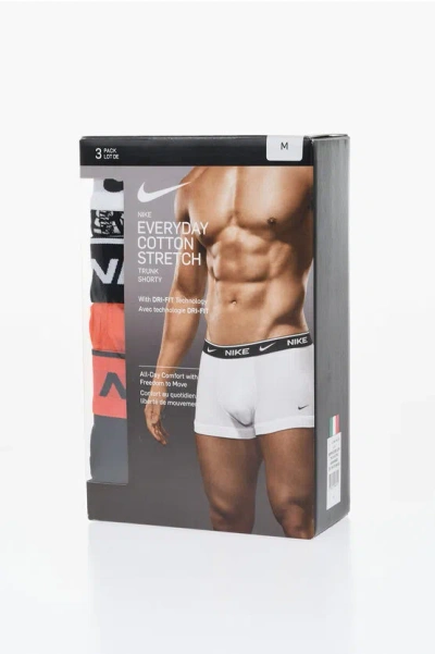Nike Set Of 3 Stretch Cotton Boxer With Logoed Elastic Band In White