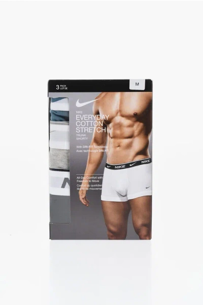 Nike Set Of 3 Stretch Cotton Boxer With Logoed Elastic Band In White