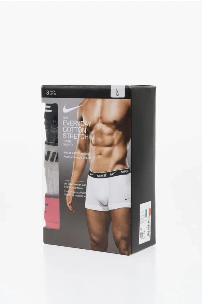 Nike Set Of 3 Stretch Cotton Boxer With Logoed Elastic Band In White
