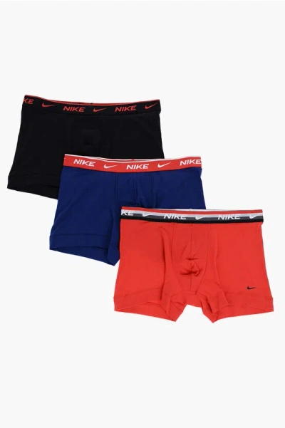 Nike Set Of 3 Stretch Cotton Boxers With Logoed Elastic Band In Multi