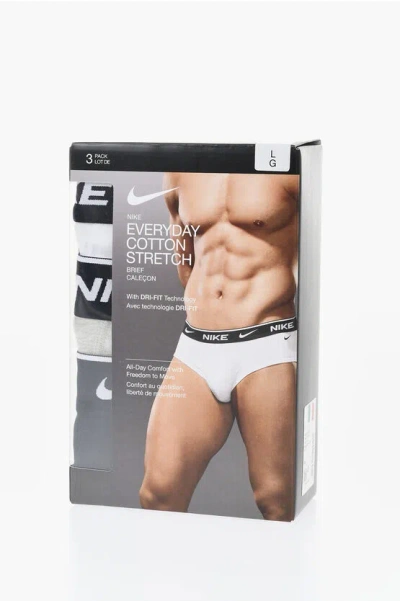 Nike Set Of 3 Stretch Cotton Briefs With Logoed Elastic Band