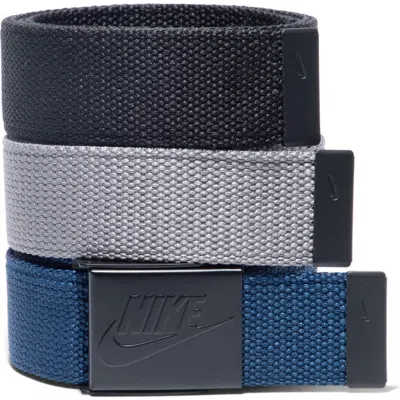 Nike Set Of 3 Webbed Belts In Multi