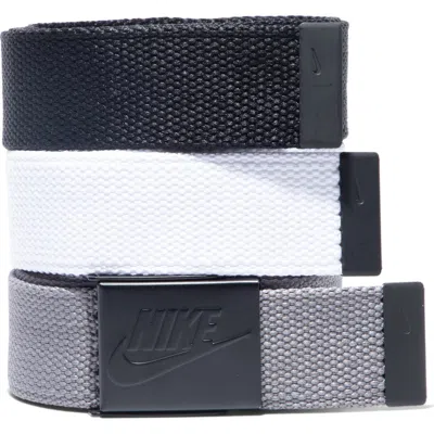 Nike Set Of 3 Webbed Belts In Multi