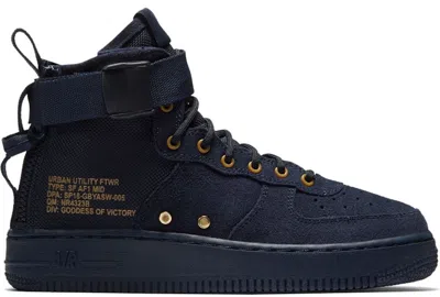 Pre-owned Nike Sf Air Force 1 Mid Sneakers In Obsidian/black