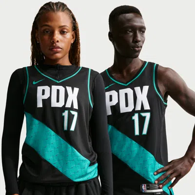 Nike Shaedon Sharpe Portland Trail Blazers City Edition  Men's Nba Swingman Jersey In Black