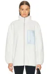 Nike Sherpa Logo Full Zip Jacket In White