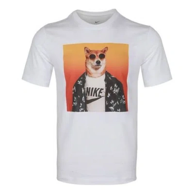 Nike Shiba Inu Printing Round Collar Sports Male White
