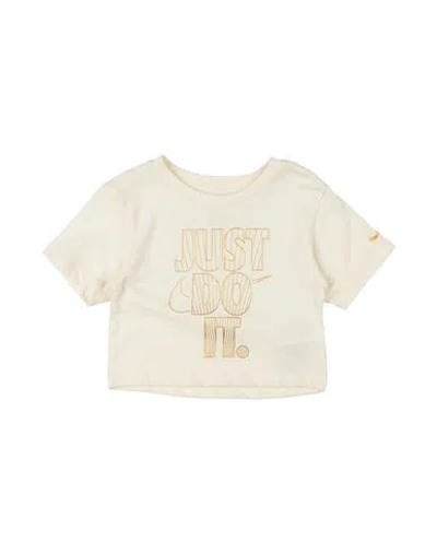 Nike Babies'  Shine Boxy Tee Toddler Girl T-shirt Cream Size 7 Cotton, Polyester In White