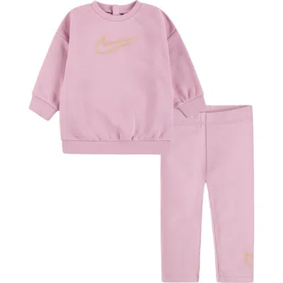 Nike Babies'  Shine Crewneck Sweatshirt & Leggings Set In Pink