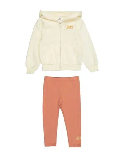 Nike Babies'  Shine Fz & Legging Set Toddler Girl Tracksuit Light Yellow Size 6 Cotton, Polyester