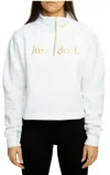 Nike Shine Quarter Zip Crop Pullover Funnel Neck Sweatshirt In White In White