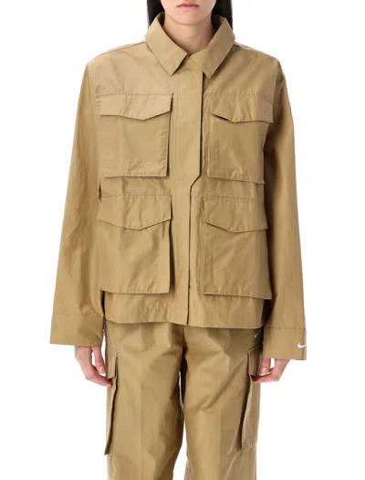 Nike Shirt Jacket With Pockets In Brown