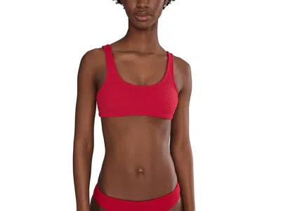 Nike Shoreline Pucker Bralette Bikini Top In Red