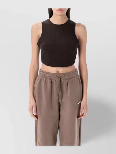 Nike Short Ribbed Crop Tank Top In Brown