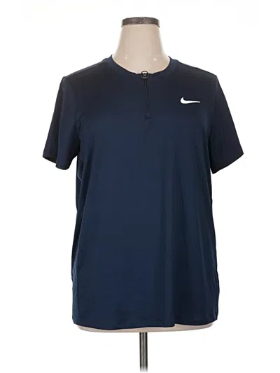 Pre-owned Nike Short Sleeve Henley Shirt In Blue