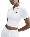 Nike Short Sleeve Polo Crop Top In White