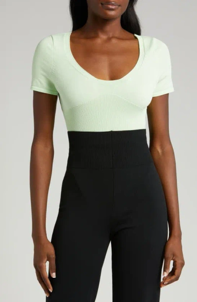 Nike Short Sleeve Rib Sweater Bodysuit In Vapor Green/ Vapor Green/ Sail