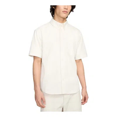 Nike Short Sleeve Seersucker Button-down Shirt Asia Sizing 'phantom' In White