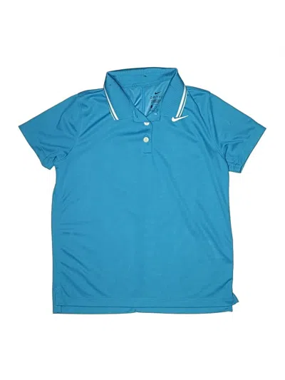 Pre-owned Nike Kids' Short Sleeve Top Blue Collared Neckline Tops