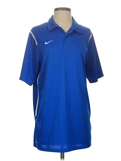 Pre-owned Nike Short Sleeve Top Blue Collared Neckline Tops