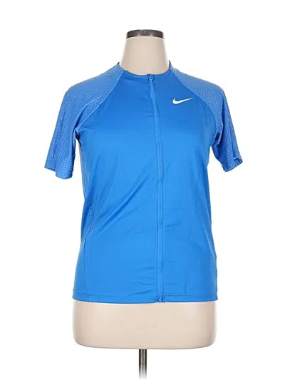 Pre-owned Nike Short Sleeve Top Blue Mock Neckline Tops