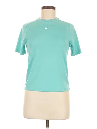 Pre-owned Nike Short Sleeve Top Teal Mock Neckline Tops In Blue