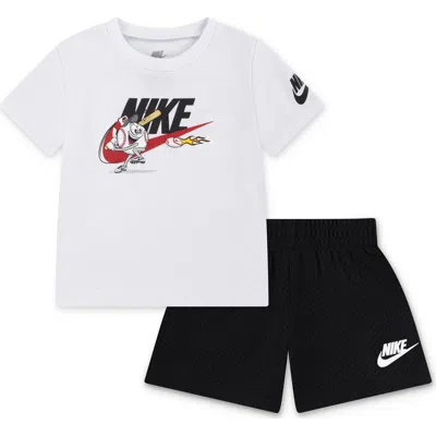 Nike Babies'  Short Sleeve T-shirt & Shorts Set In Black