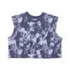 Nike Short Tank Top Women Sportswear Wave Dye Cropped Tee Gridiron/diffused Blue In Purple