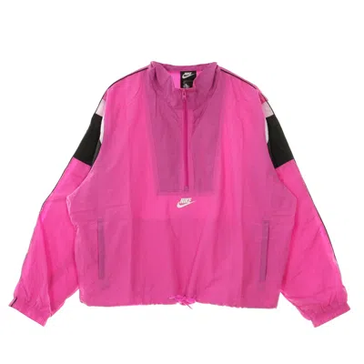 Nike Short Windbreaker Women Sportswear Heritage Jacket Fire Pink/black/white/white