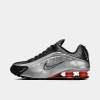 Nike Shox R4 Casual Shoes In Metallic Silver/black/picante Red/metallic Silver
