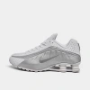 Nike Shox R4 In White/white/bright Crimson/metallic Silver
