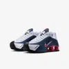 Nike Shox R4 Cw2626-400 Sneaker Kids Navy White Lace Up Casual Shoes Mew1588 In Blue