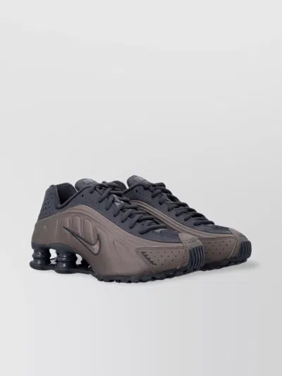Nike Shox R4 Laser Perforated Sneakers In Off Noir/off Noir-ir