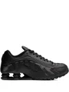 Nike Shox R4 Perforated Leather Trainers In Black