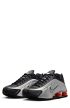 Nike Shox R4 Trainers In Metallic Silver/picante Red