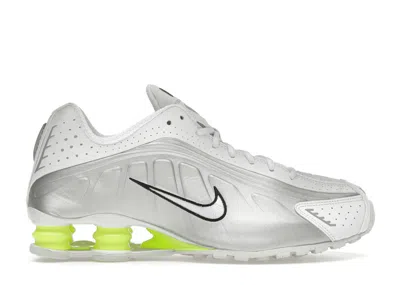 Pre-owned Nike Shox R4 (women's) Sneakers In White/metallic Silver/volt