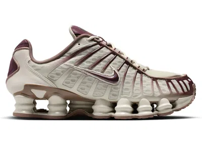 Pre-owned Nike Shox Tl (women's) Sneakers In Light Bone/mink Brown/burgundy Crush