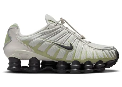 Pre-owned Nike Shox Tl (women's) Sneakers In Light Bone/olive Aura/metallic Silver