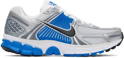 NIKE SILVER & BLUE ZOOM VOMERO 5 SNEAKERS