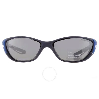 Nike Silver Flash Wrap Men's Sunglasses  Zone Dz7356 410 66 In Navy / Silver