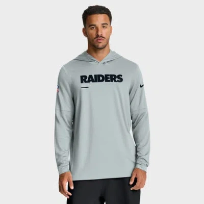 Nike Silver Las Vegas Raiders Sideline Pure Fury Performance Long Sleeve Hoodie T-shirt
