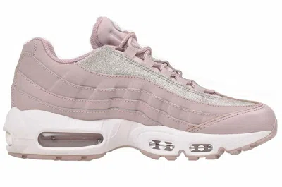 Pre-owned Nike Size 11 Women Air Max 95 Se Shoes At0068 600 Glitter Pink Rose Silver White
